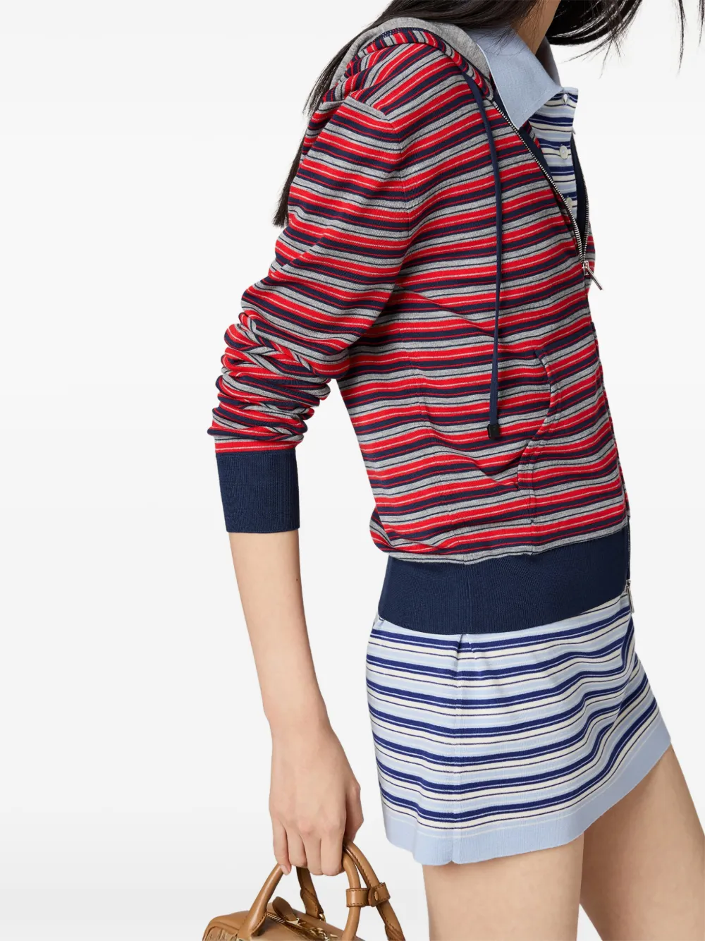 Miu Gestreepte hoodie Rood
