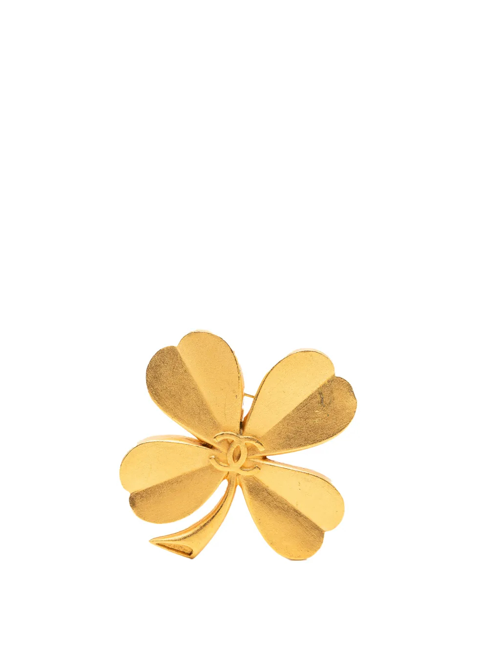 CHANEL Pre-Owned 1994 CC Brushed Gold Plated Four Leaf Clover Brooch costume brooch - Oro