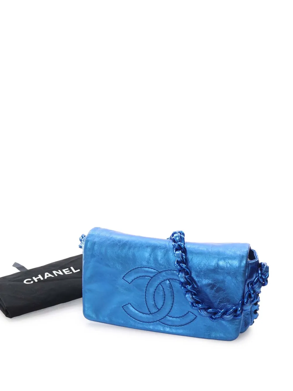 CHANEL Pre-Owned 2008-2009 CC Metallic Calfskin Modern Chain Flap shoulder bag - Blu