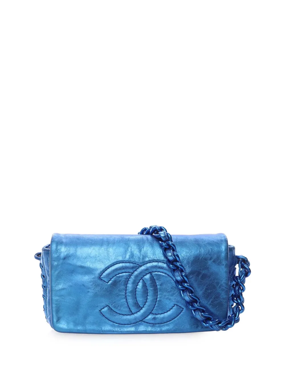 CHANEL Pre-Owned 2008-2009 CC Metallic Calfskin Modern Chain Flap shoulder bag - Blu