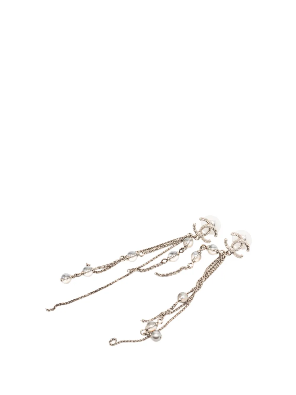 CHANEL Pre-Owned Orecchini pendenti placcati oro con perle sintetiche e chiusura a pressione 2018