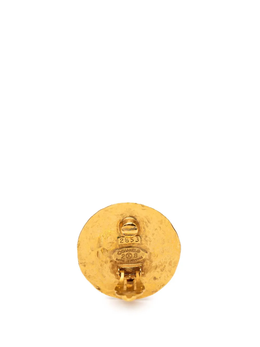 1980-1990 Gold Plated Cc Round 31 Rue Cambon Clip On Earrings Costume Earrings