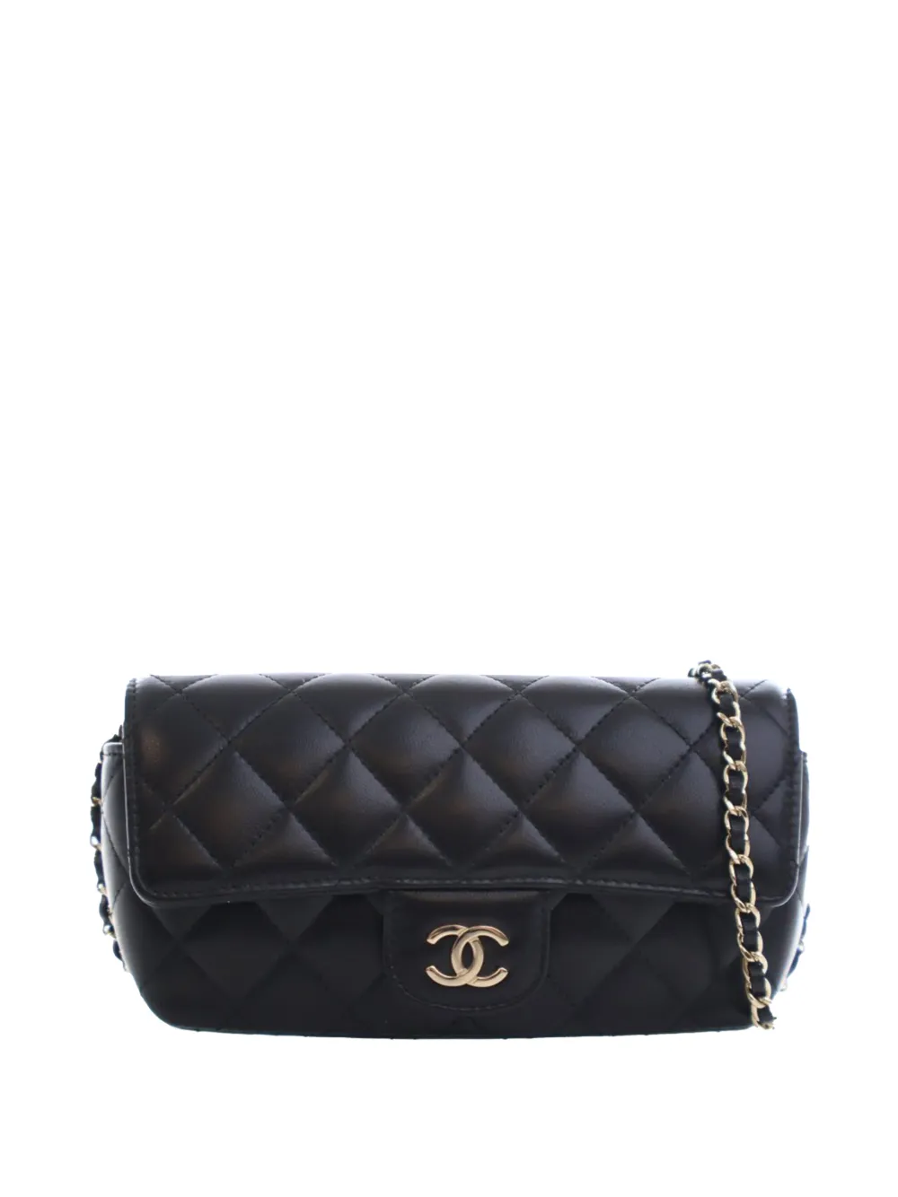 CHANEL Pre-Owned 2020 Quilted Lambskin Classic Glasses Case on Chain crossbody bag - Nero