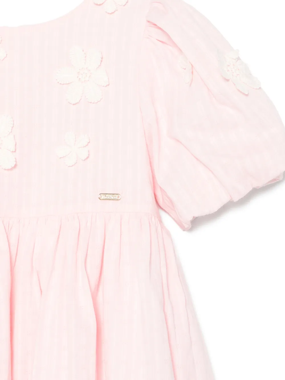 Patachou Jurk met pofmouwen en bloemapplicatie Roze