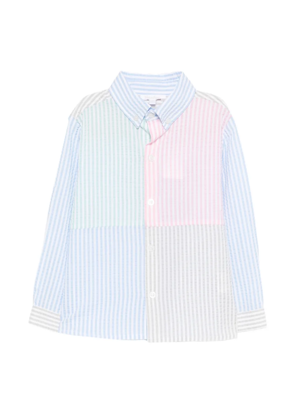 Patachou Hemd in Colour-Block-Optik mit Streifen - Blau