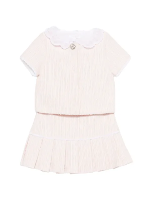 Patachou lace collar pleated skirt tracksuit