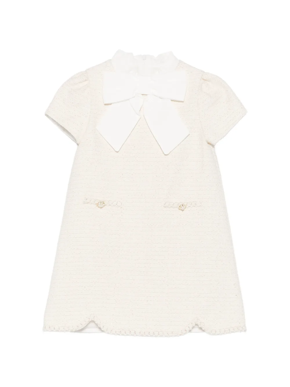 Patachou bow-detail tweed dress - Toni neutri