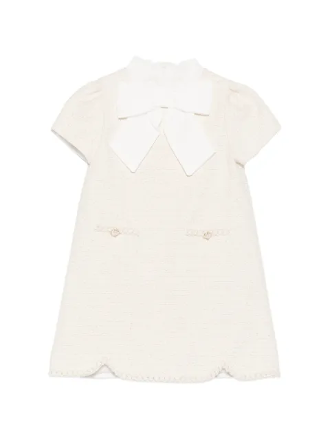 Patachou bow-detail tweed dress