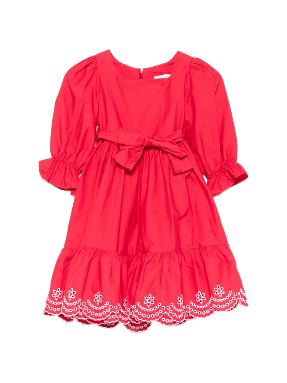 Patachou broderie-anglaise tiered dress - Rosso