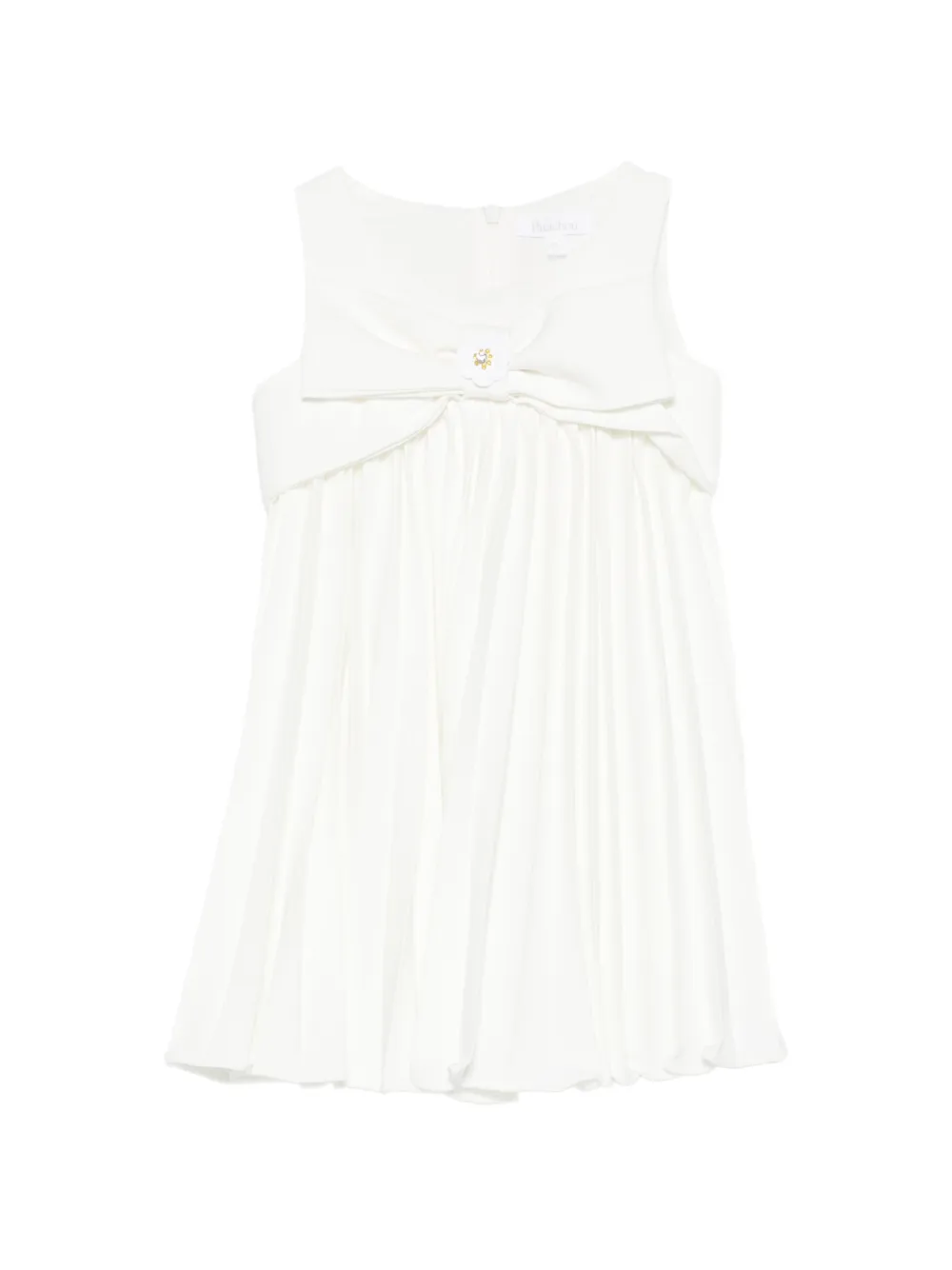 Patachou bow-detail pleated dress - Bianco