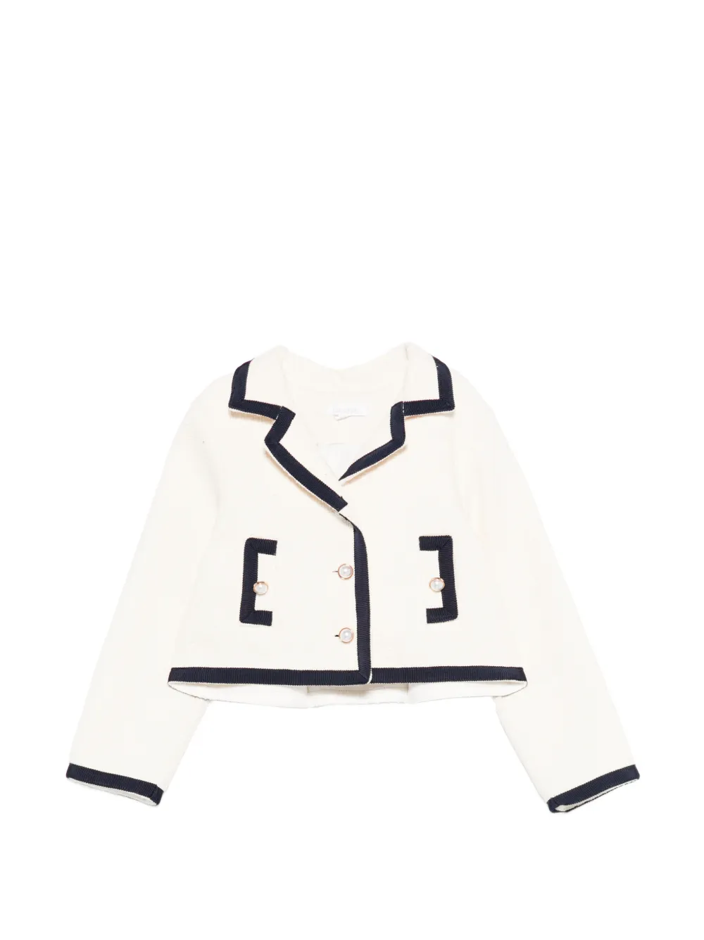 Patachou grosgrain-trim faux-pearl jacket - Nude