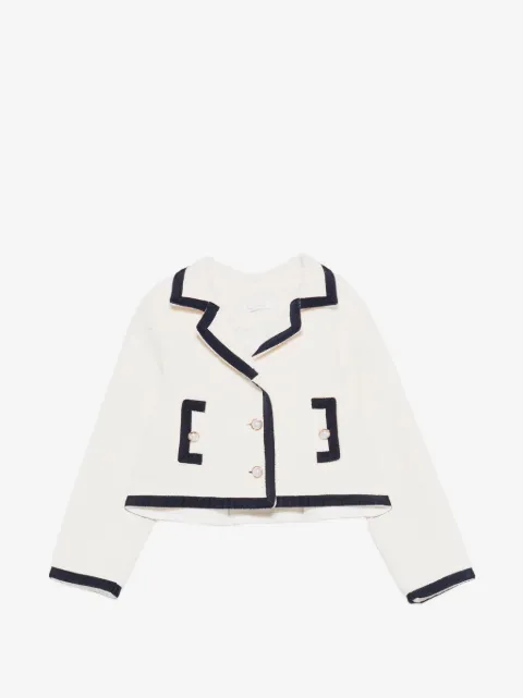 Patachou grosgrain-trim faux-pearl jacket