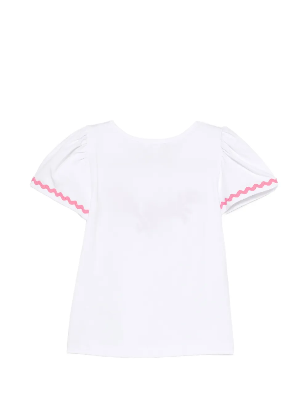 Patachou Top met ruchemouwen en geborduurde bloemen Wit