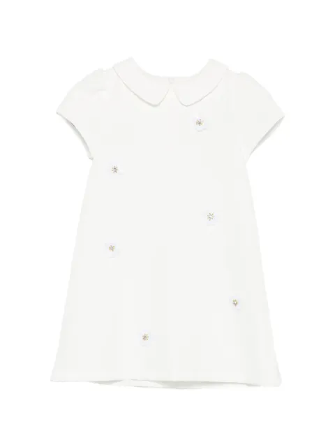 Patachou floral-appliqué Peter Pan collar dress