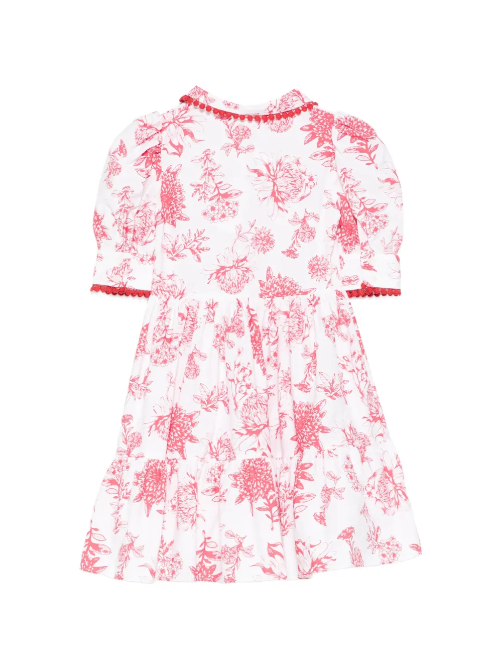 Patachou Jurk met bloemenprint en pompon Wit