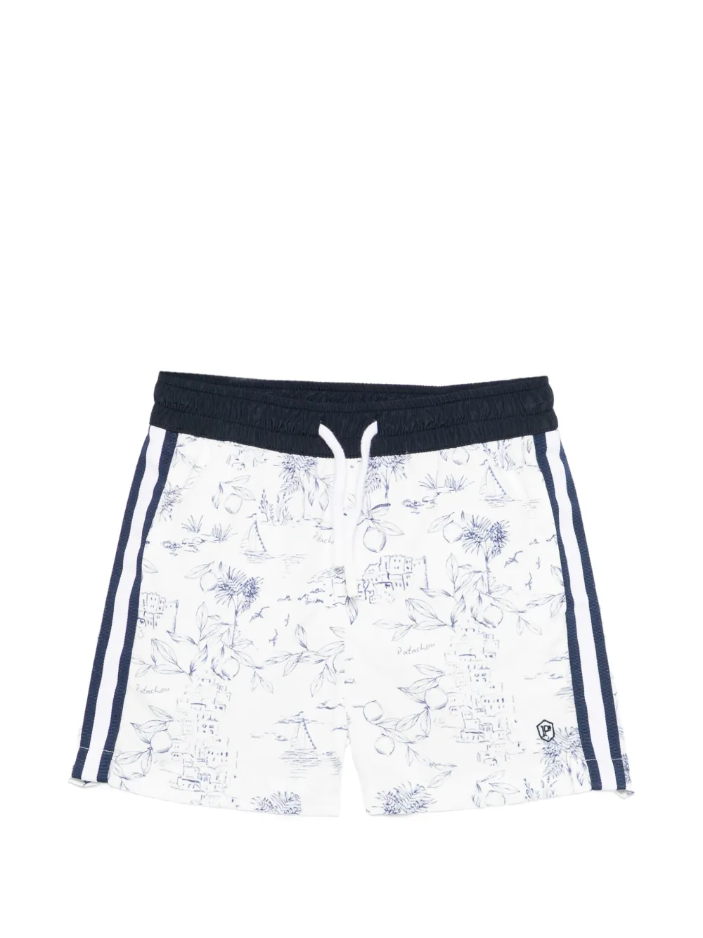 Patachou landscape-print side-stripe shorts - Bianco