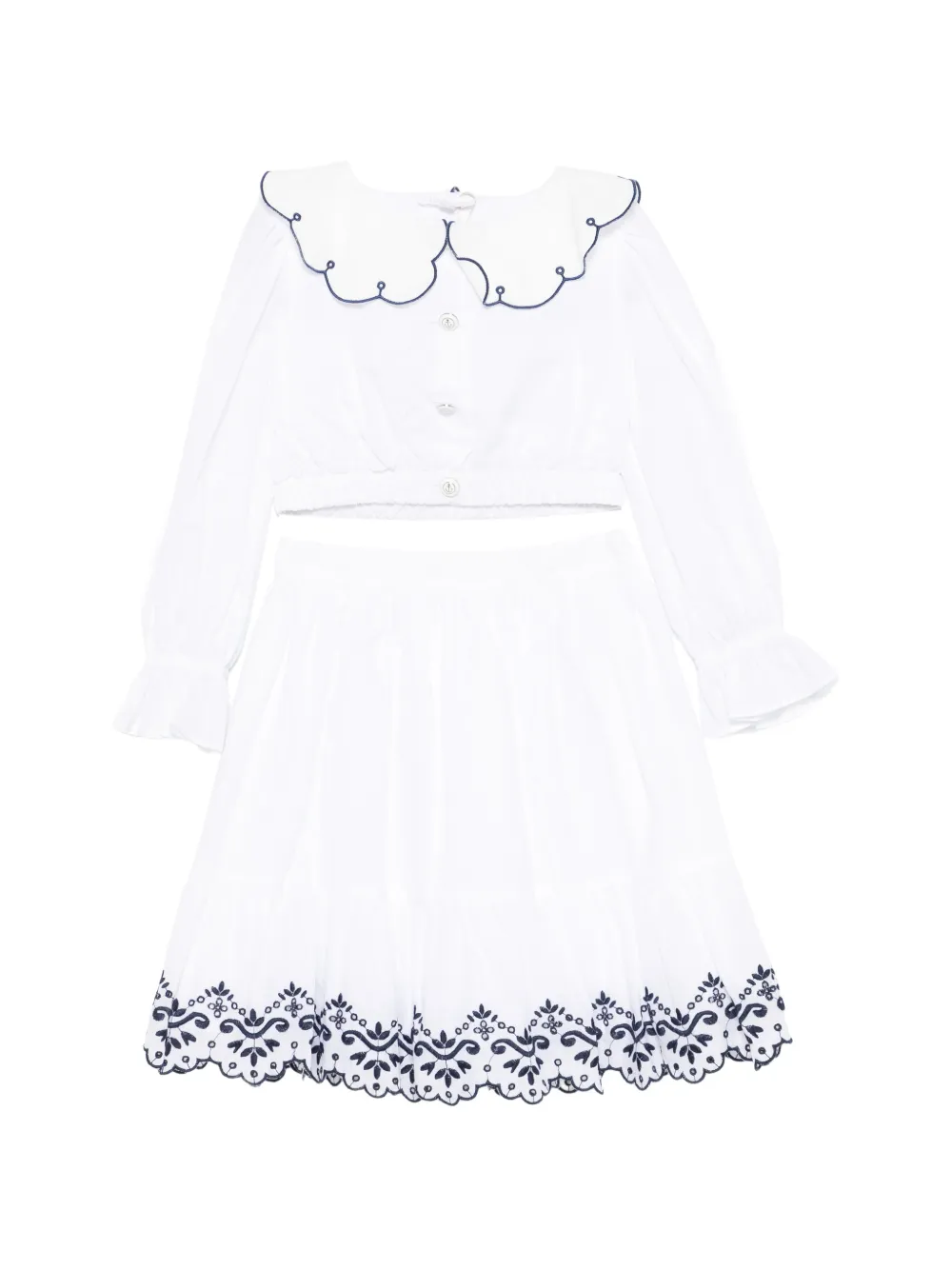 Patachou Set top e pantaloni con ricamo - Bianco