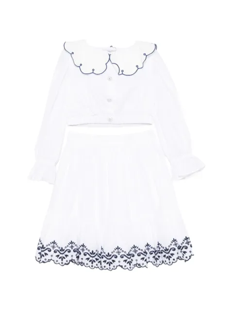 Patachou embroidered cropped trousers set