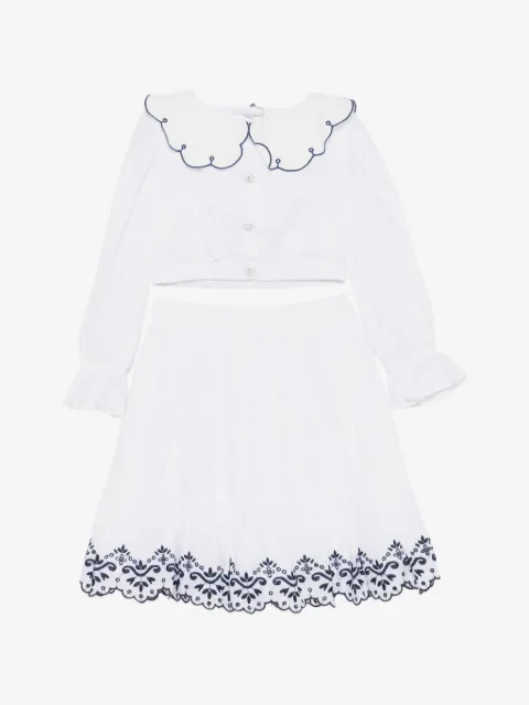 Patachou embroidered cropped trousers set