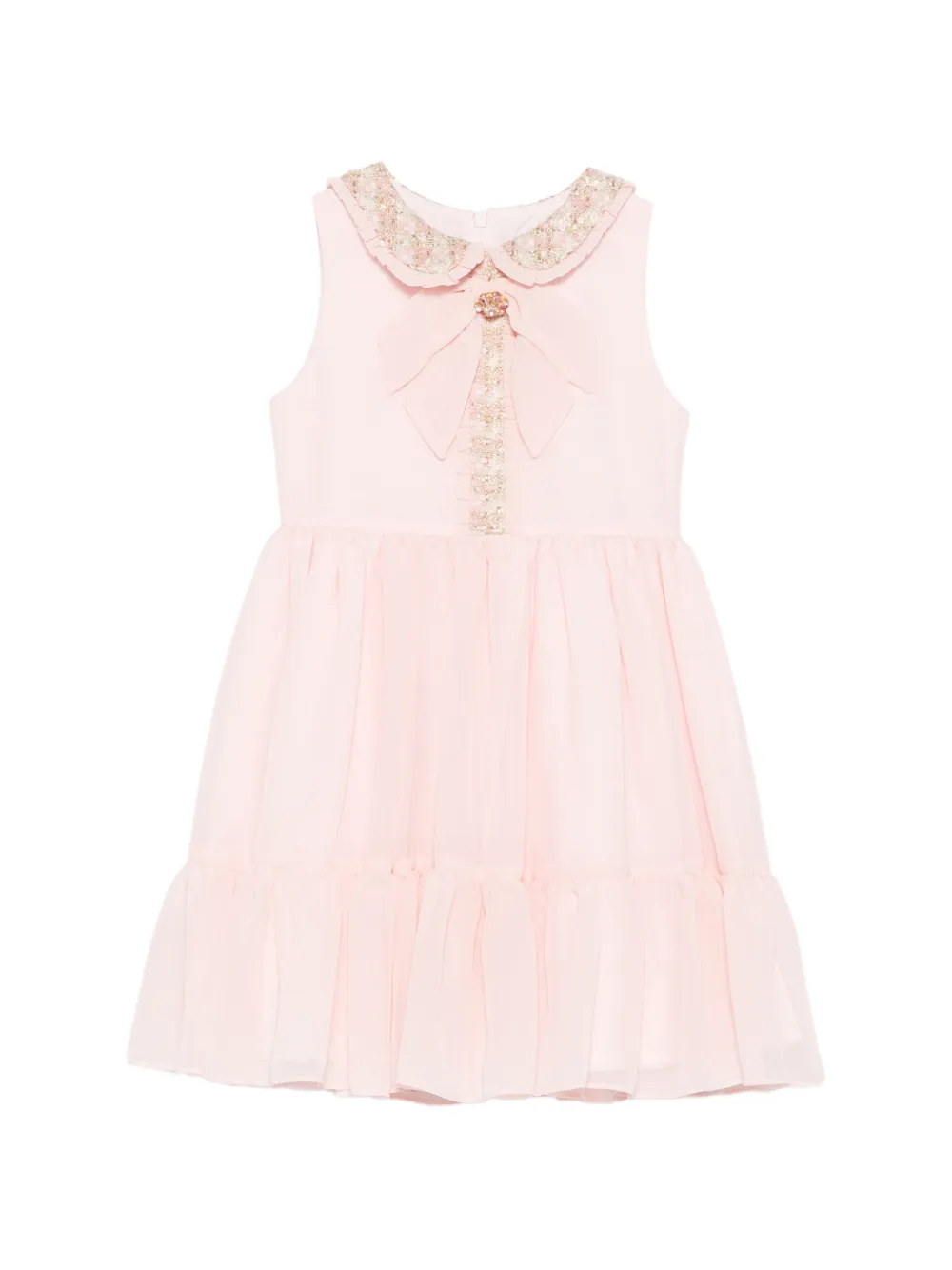 Patachou tweed-trim bow-detail dress - Rosa