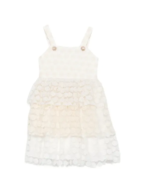 Patachou tiered floral-lace dress