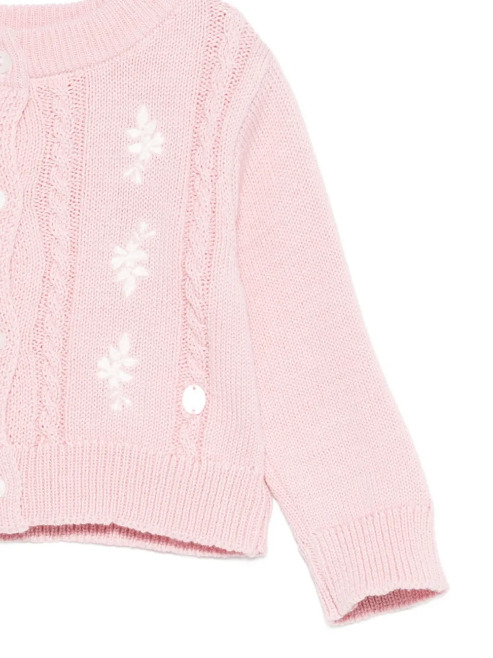 Patachou Kabelgebreid vest met geborduurde bloemen Roze