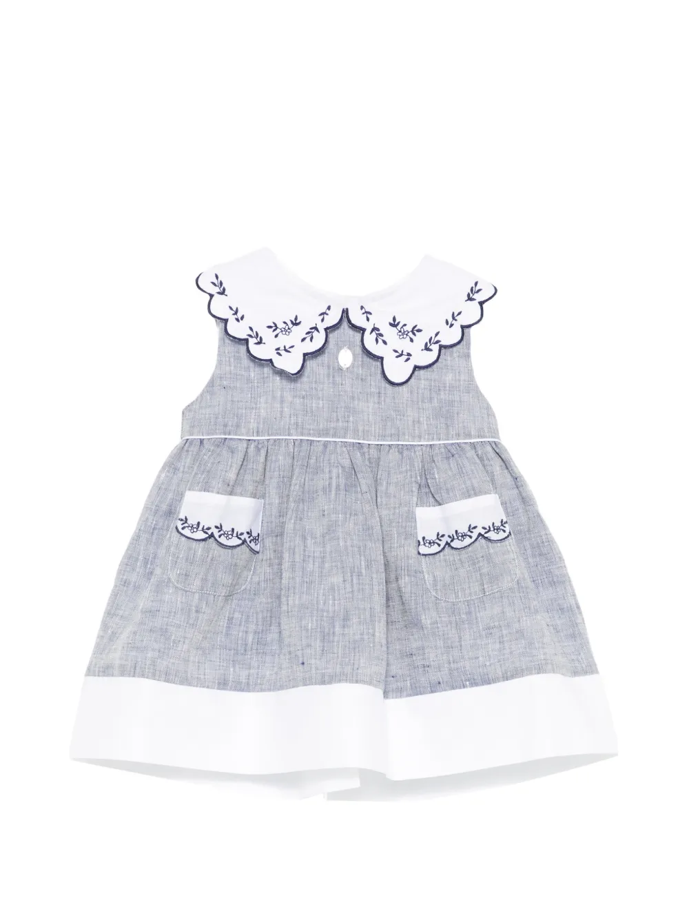 Patachou embroidered scalloped-edge dress - Blue