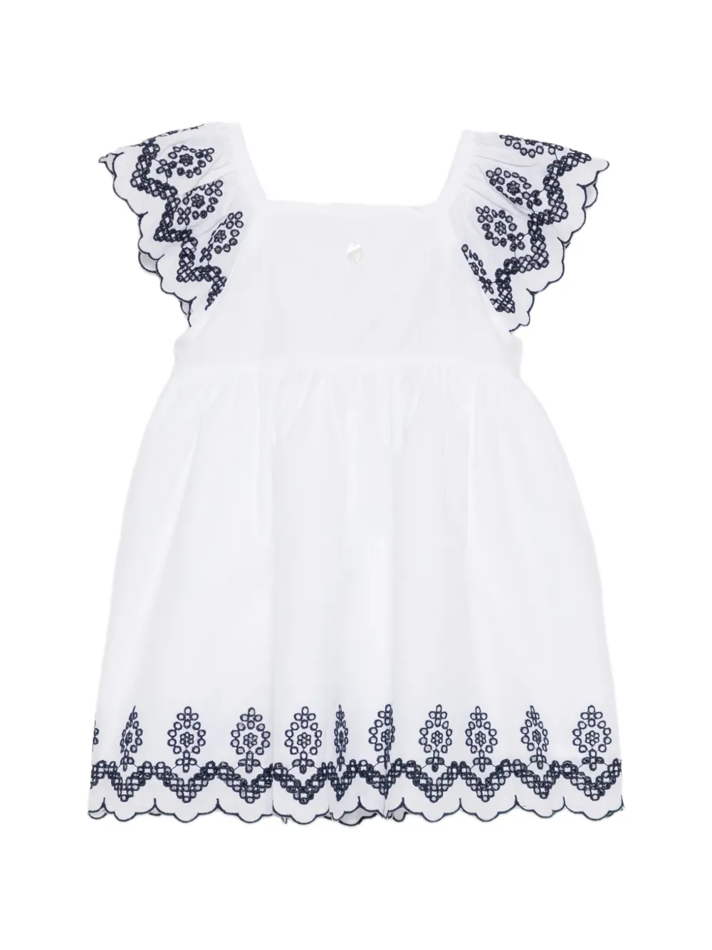 Patachou square-neck broderie dress - Bianco
