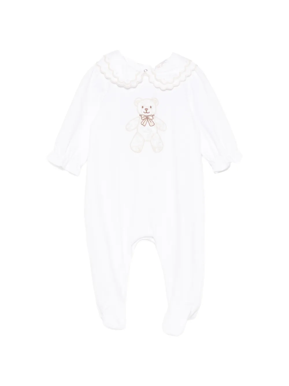 Patachou teddy-bear scalloped-collar pajamas - Bianco