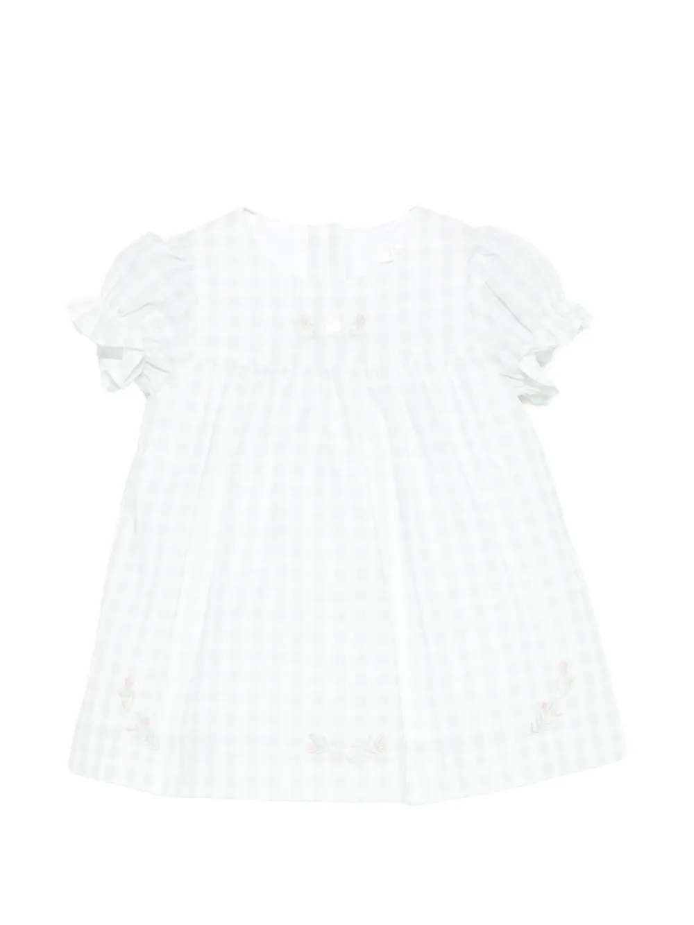 Patachou gingham floral-embroidered dress - Verde