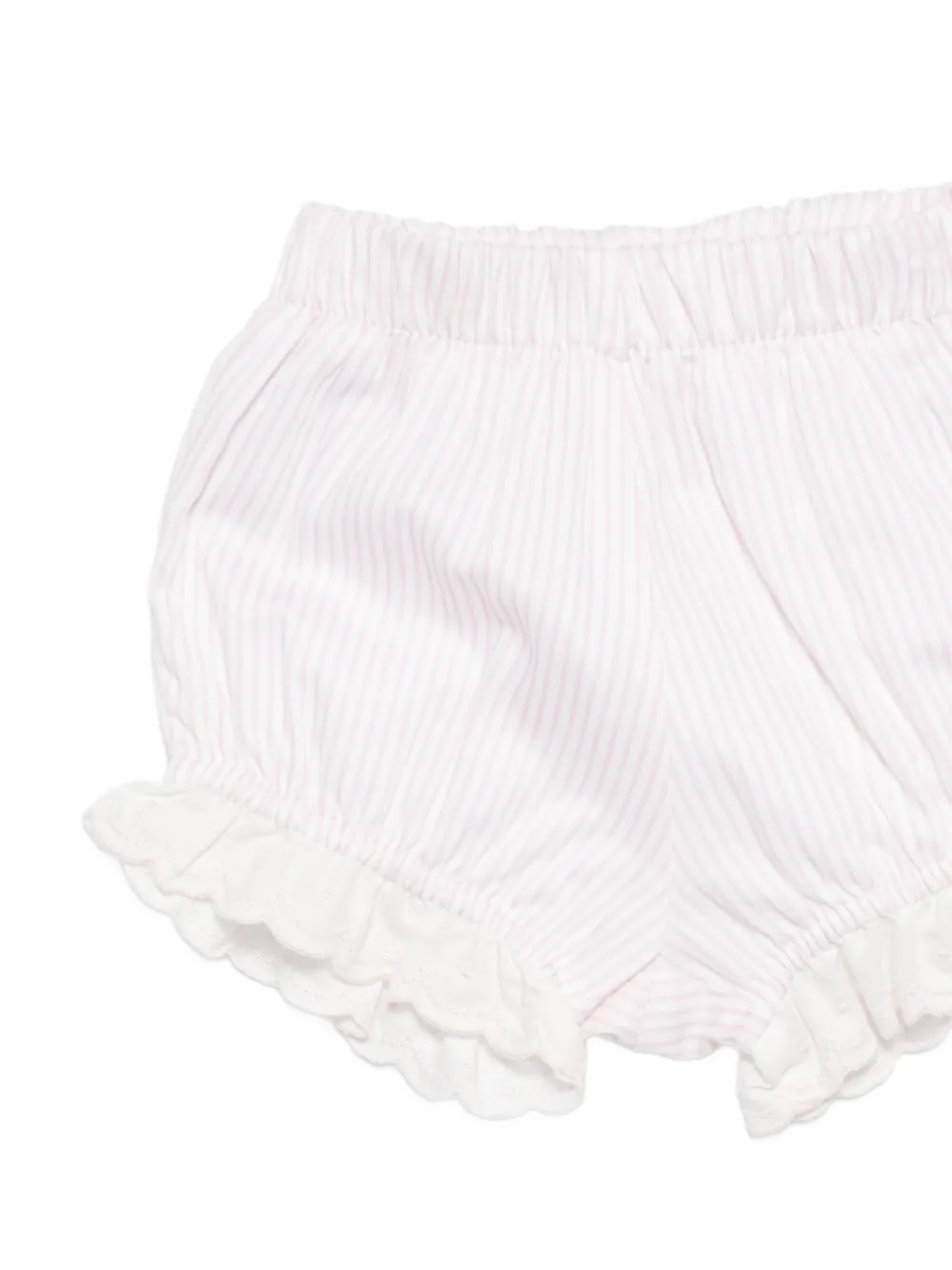  Patachou Striped Ruffled Shorts Set - White 