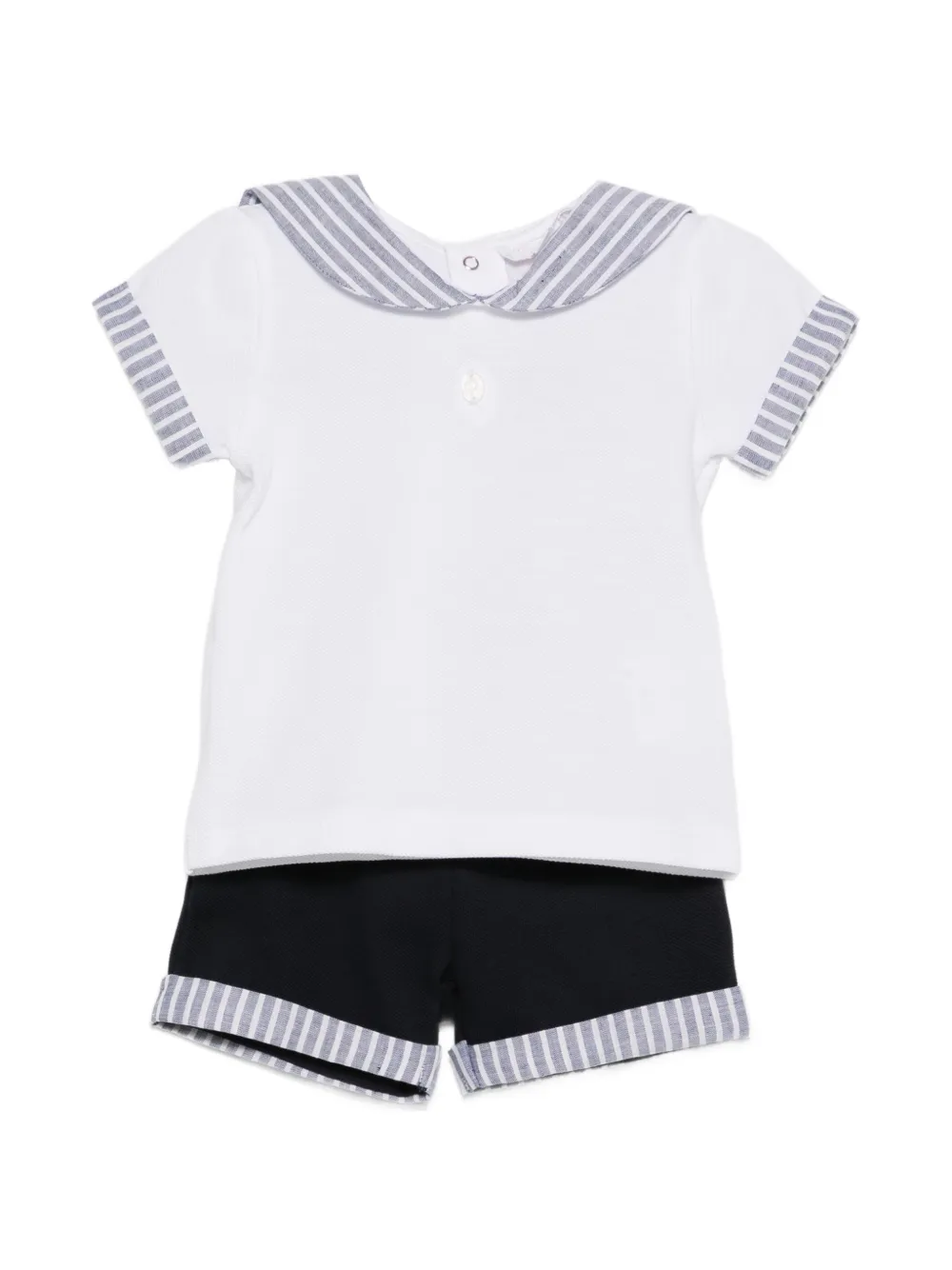 Patachou Set con shorts e bordo a righe - Bianco