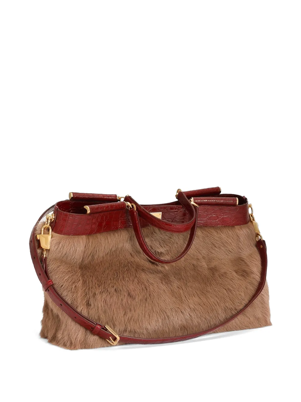 Dolce & Gabbana My Sicily lammy en alligator handtas Beige