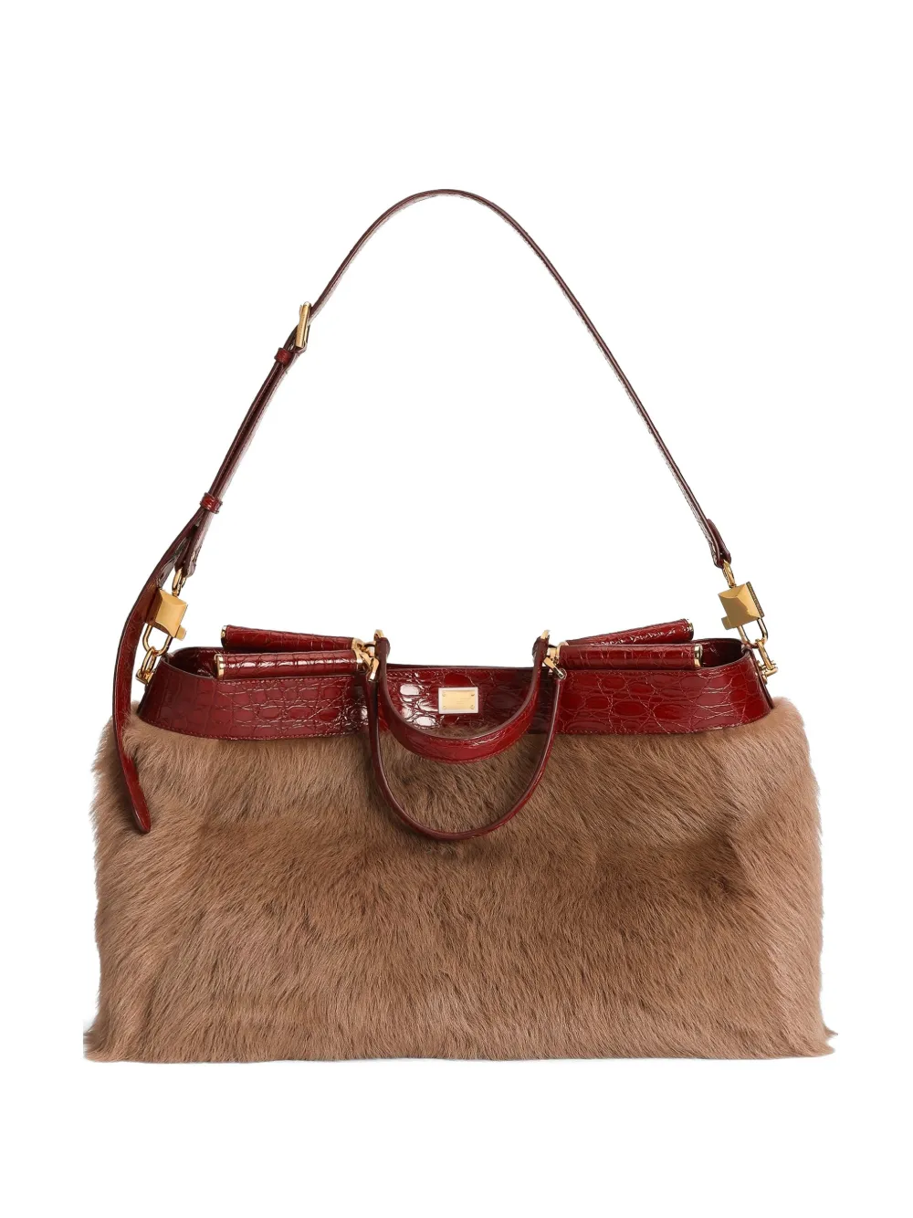 Dolce & Gabbana My Sicily shearling and alligator handbag - Toni neutri