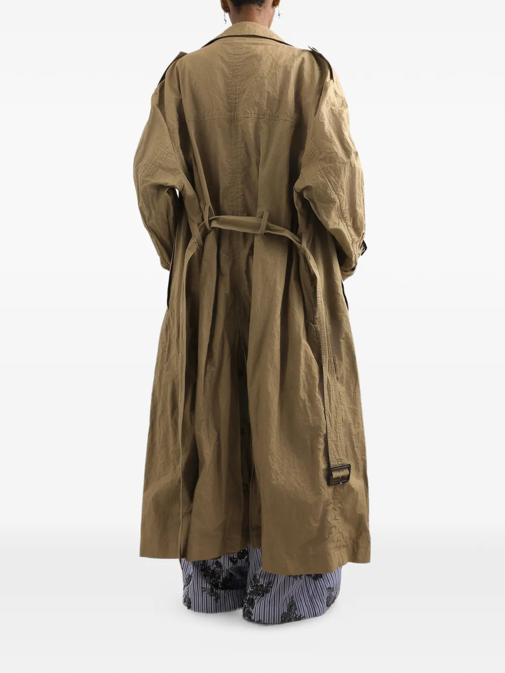 Dolce & Gabbana Trenchcoat met dubbele rij knopen en gekreukt effect katoen Beige