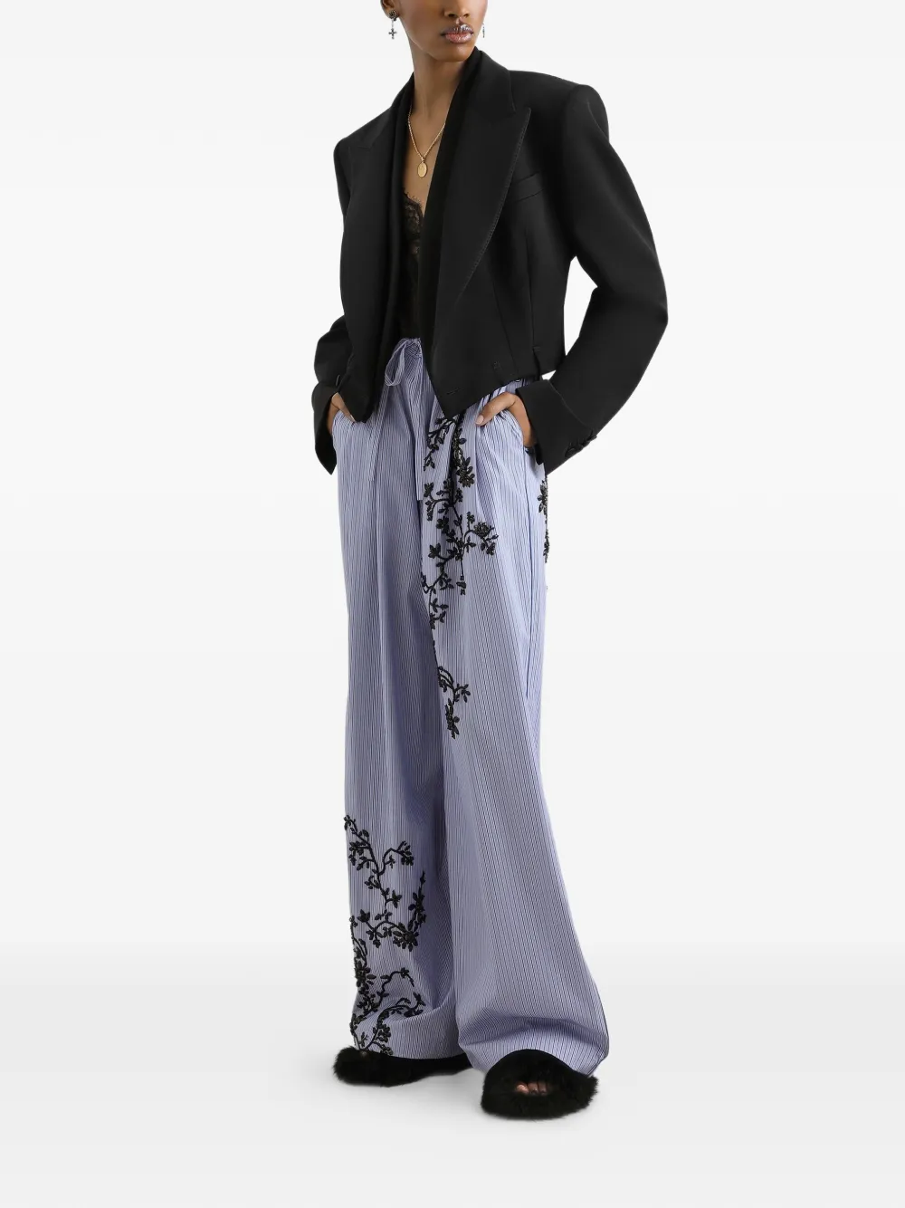 Dolce & Gabbana Cropped jack met sjaalkraag Zwart