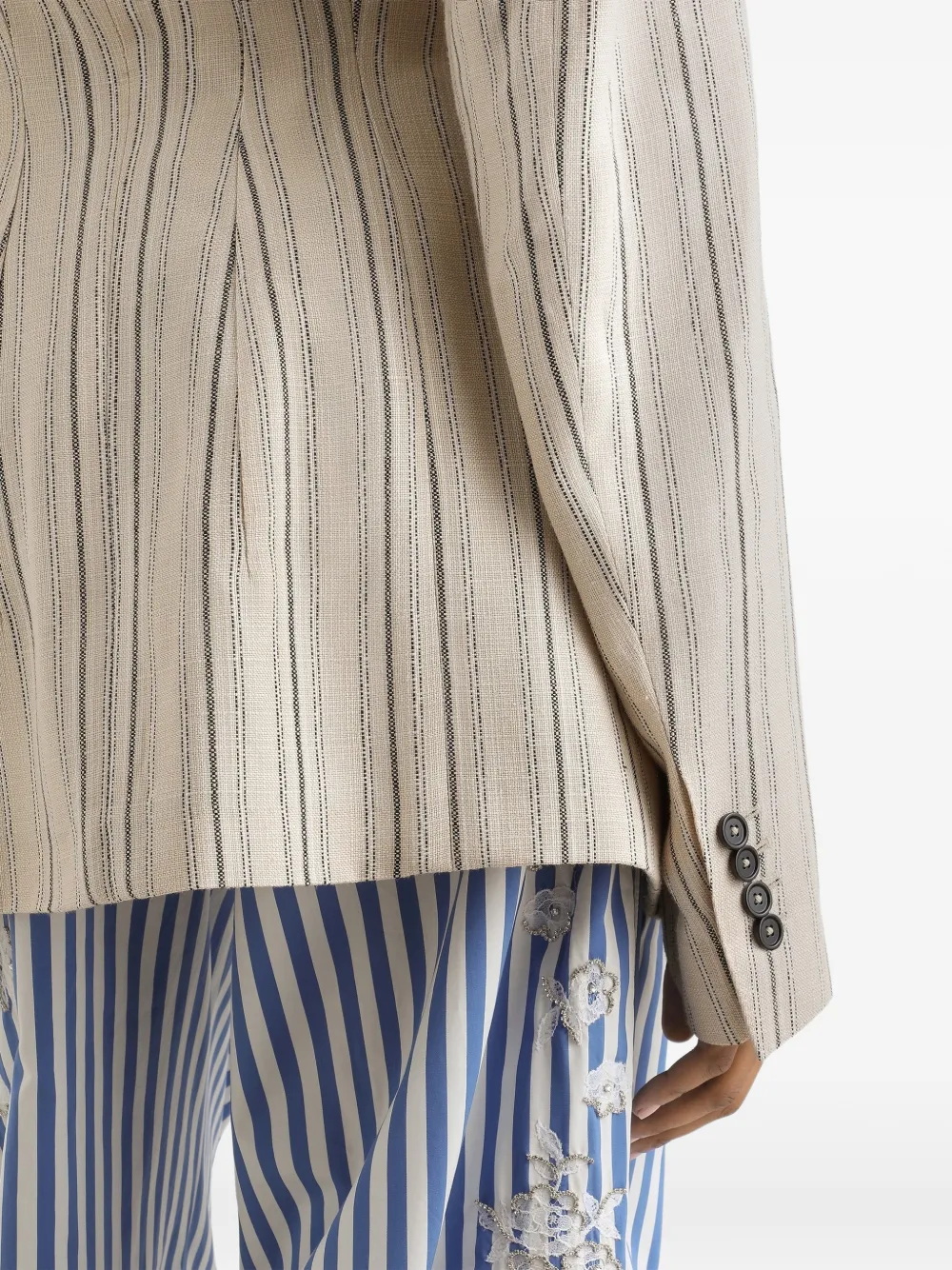 Dolce & Gabbana Jack met enkele rij knopen en krijtstreep Beige