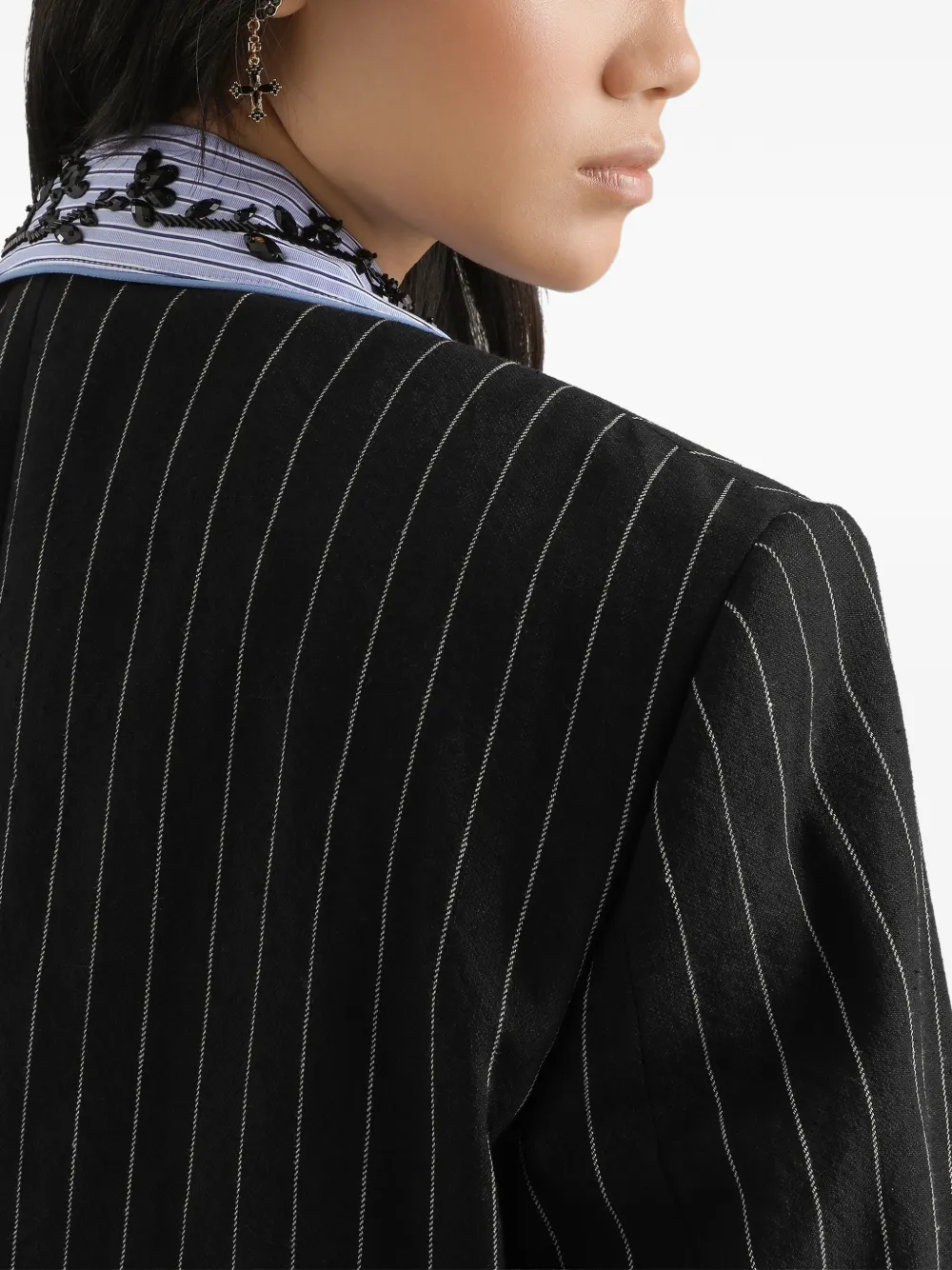 Dolce & Gabbana Gestreepte blazer met knopen Zwart