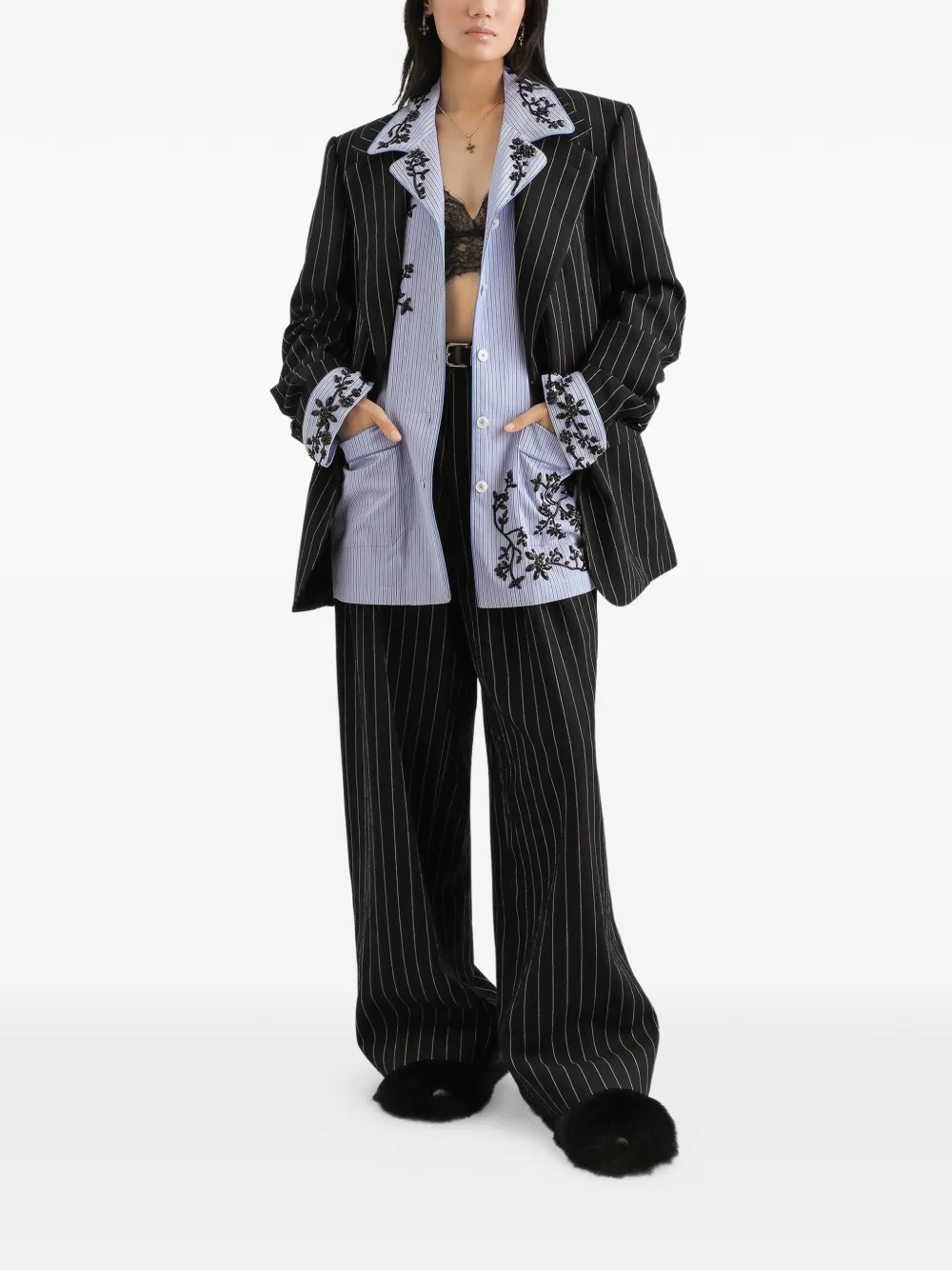 Dolce & Gabbana Gestreepte blazer met knopen Zwart