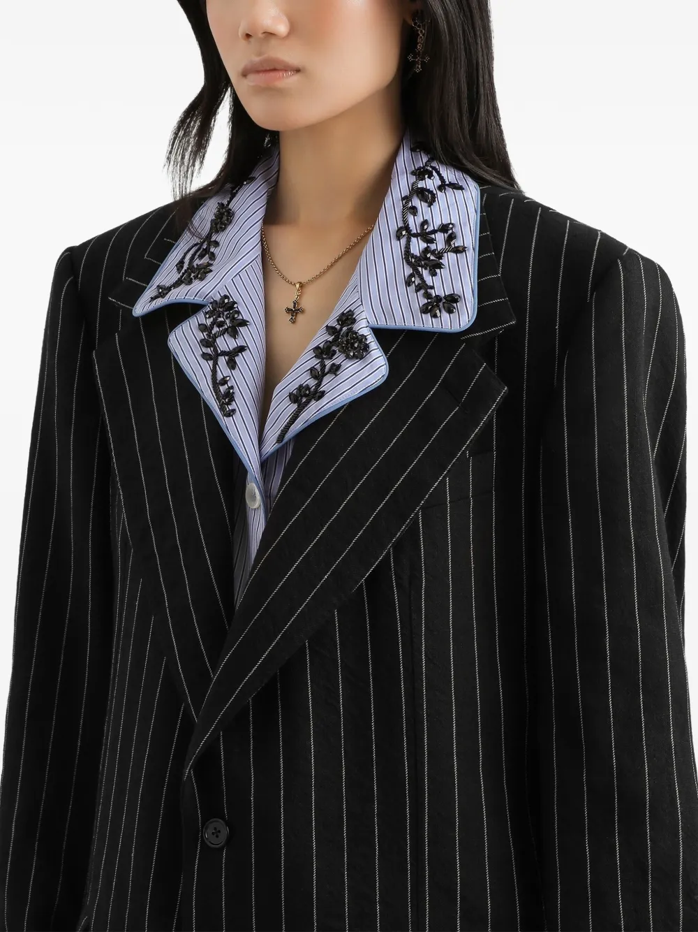 Dolce & Gabbana Gestreepte blazer met knopen Zwart