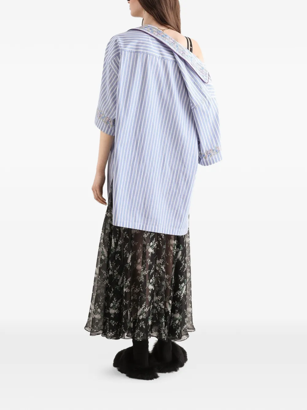 Dolce & Gabbana Chiffon rok met roos en kleine bloemenprint Zwart