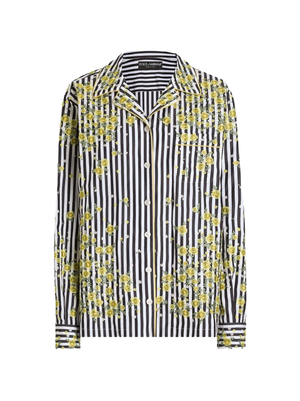 Dolce & Gabbana poplin shirt with flower embroidery - Black