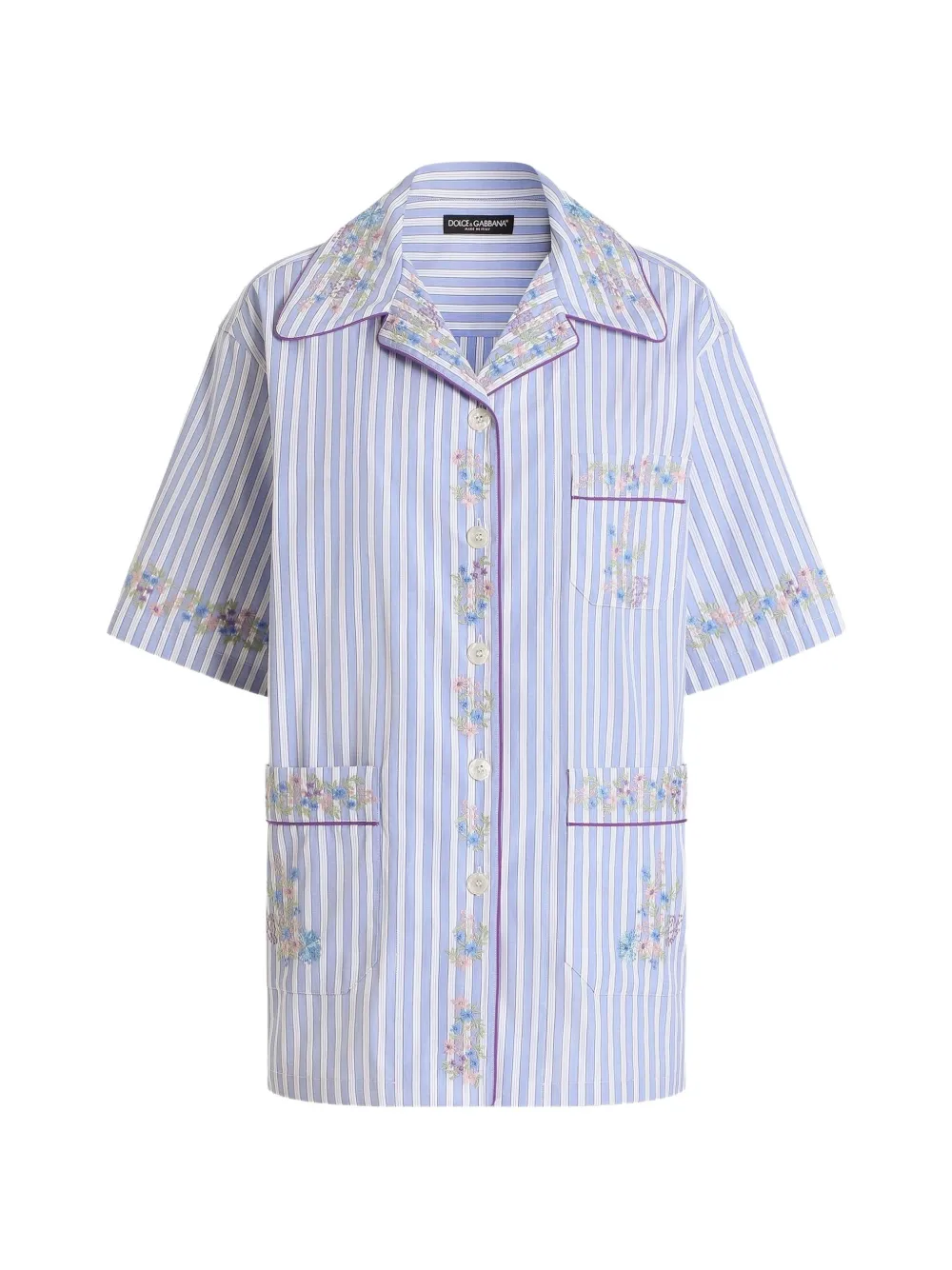 Dolce & Gabbana short-sleeved striped shirt - Blu