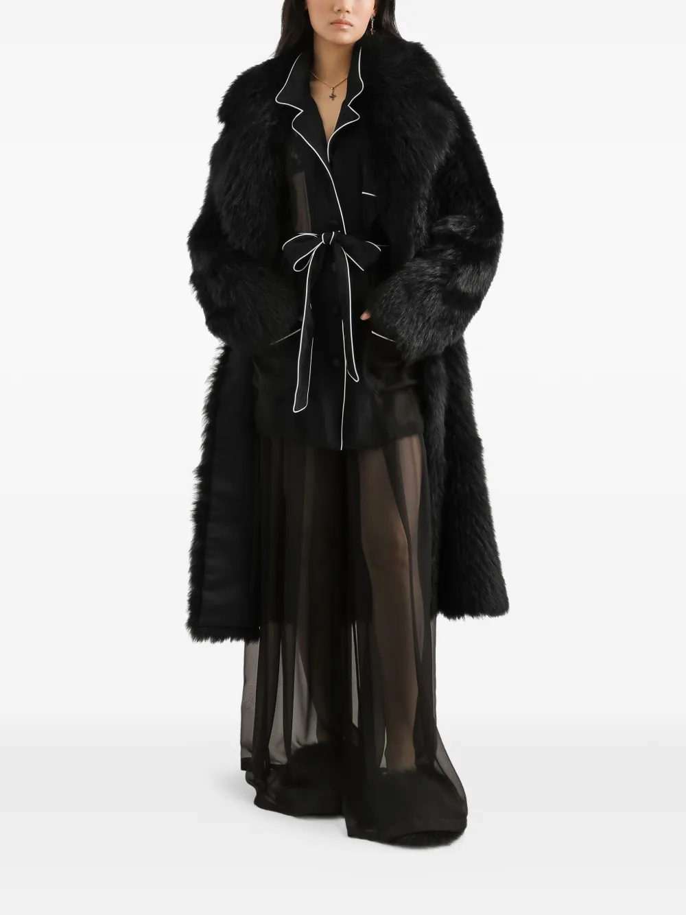 Dolce & Gabbana Jack met ceintuur en knoopsluiting Zwart