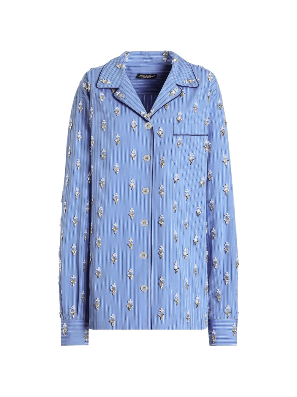 Dolce & Gabbana cotton shirt with flower embroidery - Blue