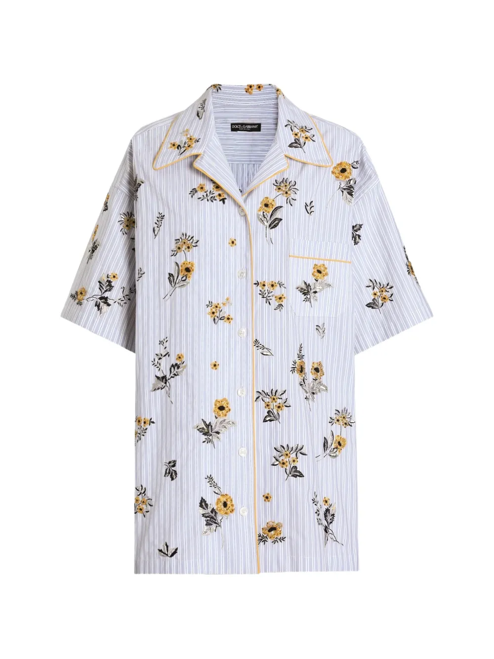 Dolce & Gabbana poplin shirt with floral embroidery - Blue