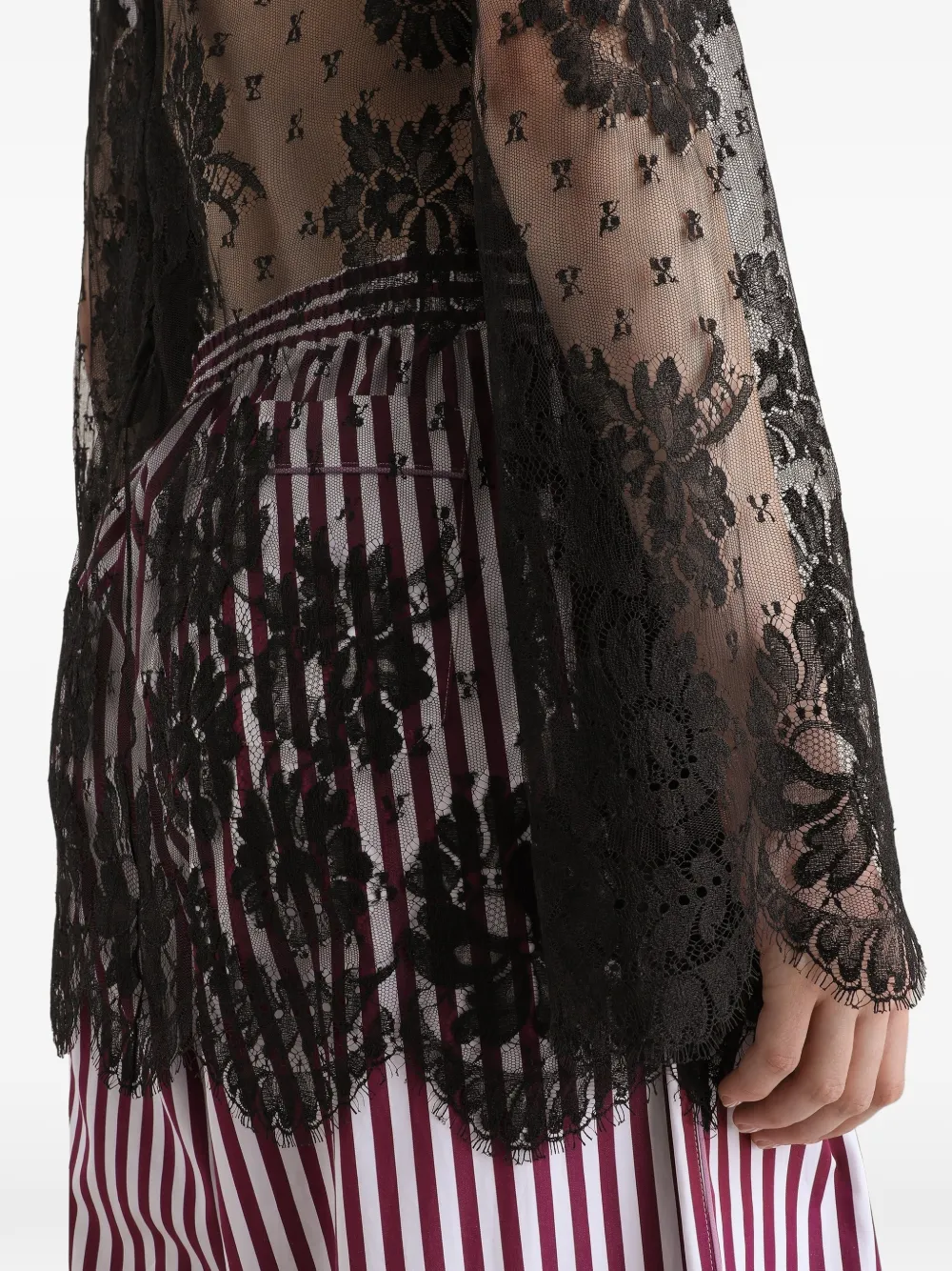Dolce & Gabbana Jurk met hoge hals en kant Zwart