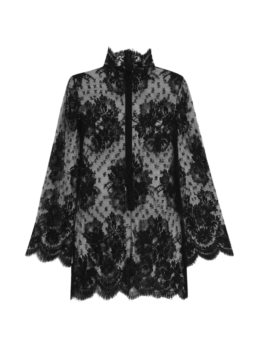 Dolce & Gabbana Spitzenkleid mit Stehkragen - Schwarz