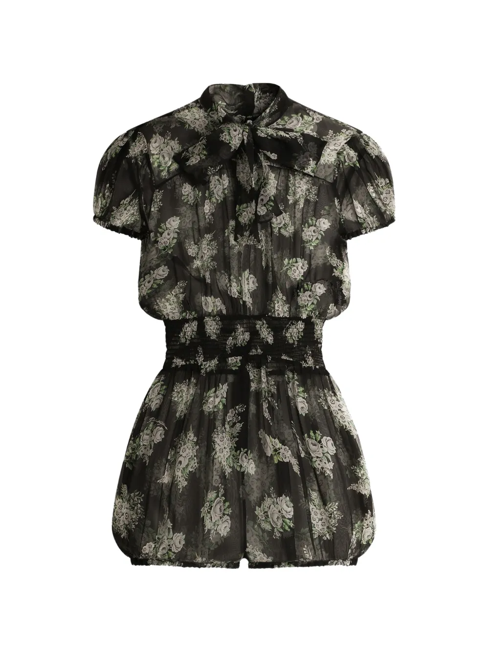 Dolce & Gabbana small flower bouquet-print chiffon jumpsuit - Schwarz