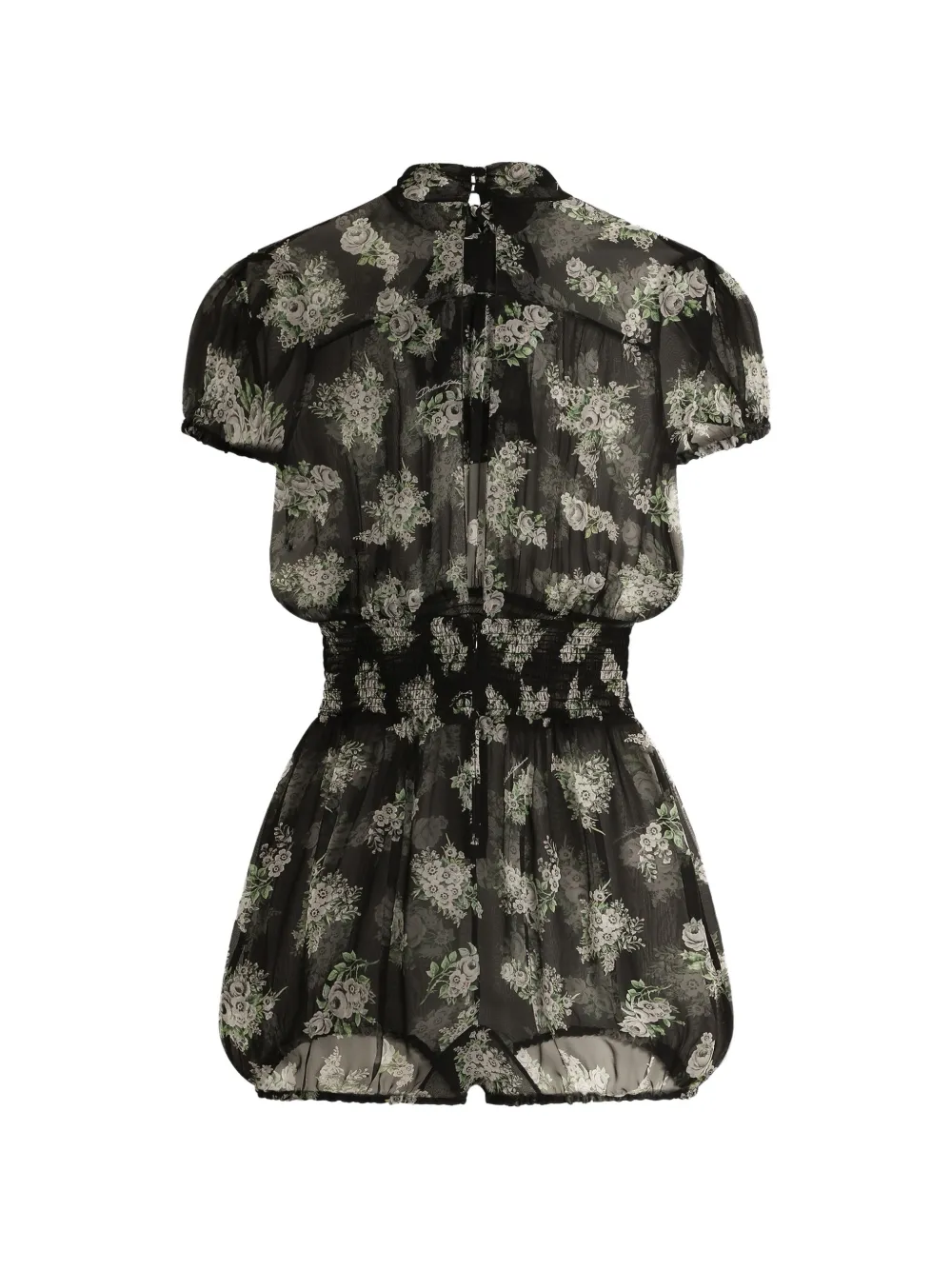 Dolce & Gabbana Kleine chiffon jumpsuit met boeketprint Zwart